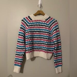 Zara Multicolor Striped Crew Neck Sweater